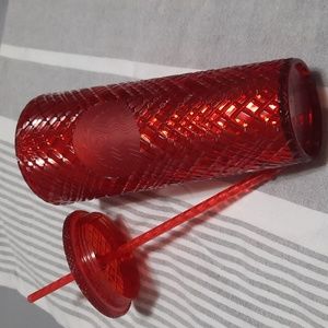 Starbucks 2021 Holiday Red Jewel Studded Acrylic Venti Cold Tumbler 24 oz.